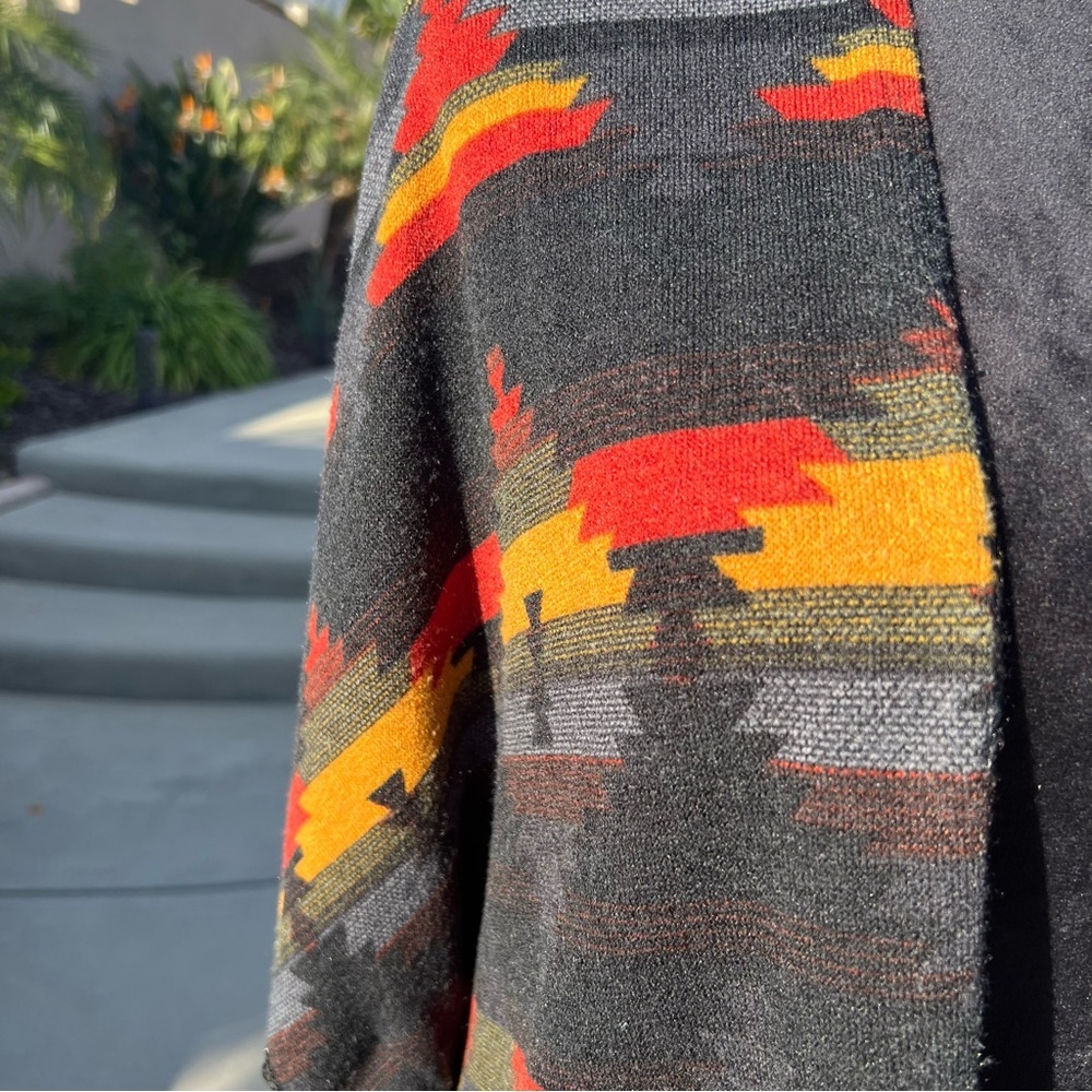 Wrangler Southwestern Fringe Cardigan Kimono Open Front Aztec Print Boho S/M - Picture 6 of 15